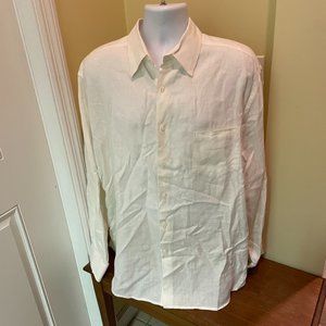 Perry Ellis Linen Dress Shirt Mens XL
